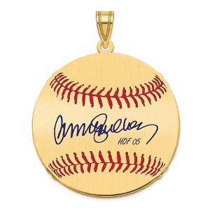 Black Bow Jewelry 14K Gold Plated Ryne Sandberg Signature LG Enamel Baseball Pendant - 1 of 4