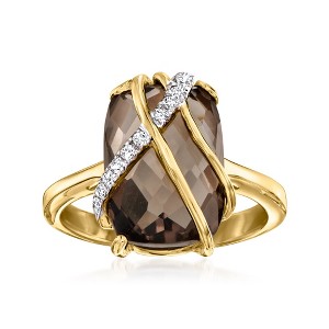 Ross-Simons 7.50 Carat Smoky Quartz and .10 ct. t.w. White Zircon Ring in 18kt Gold Over Sterling - 1 of 4