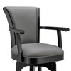 30" Raleigh Arm Faux Leather Wood Barstool Gray/Black - Armen Living: Swivel, Footrest, Fixed Height - 4 of 4