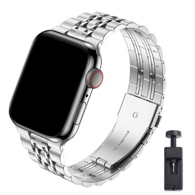 Insten Stainless Steel Metal Band Compatible with Apple Watch 45mm 44mm 42mm Series 7 6 SE 5 4 3 2 1, Silver Strap Bracelet