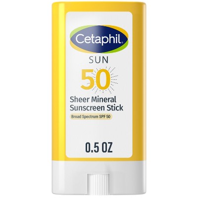 Cetaphil Sheer Mineral Sunscreen Stick SPF 50, Face & Body - 0.5 fl oz