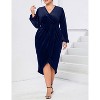 Clearlove Women's Plus Size Velvet Long Sleeve V Neck Bodycon Ruched Wrap Casual Party Cocktail Dresses - 4 of 4