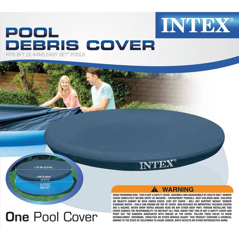 Intex Easy Set 8 Foot x 30 Inch Inflatable Round Above Ground Outdoor Backyard Swimming Pool with Protective Round Vinyl Pool Cover, 4 of 7