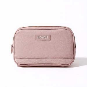 Anna-Kaci Compact Travel Toiletry Bag with Multiple Compartments and Carry Handle - Mauve Pink - 1 of 4