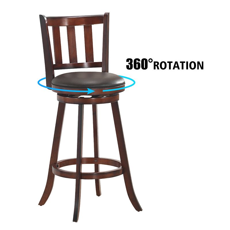 Costway Set of 4 29.5'' Swivel Bar Stool Leather Padded Dining Kitchen Pub Bistro Chair Low Back, 5 of 10