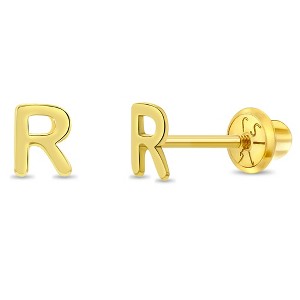 Girls' Itsy Bitsy Initial Letter Screw Back 14k Gold Earrings - In Season Jewelry - 1 of 4