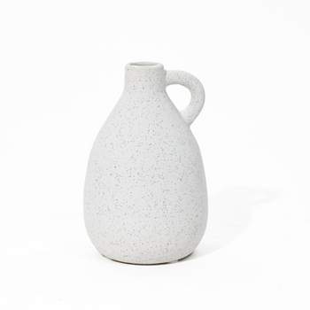 LuxenHome White Ceramic Pitcher Round Vase