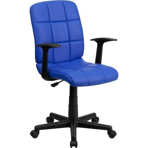 Mid-Back Swivel Task Chair Blue Quilted Vinyl - Flash Furniture