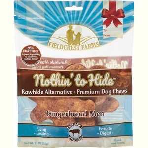 Fieldcrest Farms Nothin' to Hide Holiday Gingerbread Men Beef Flavor Chew Dog Treats, 5.2oz (Pack of 4) - 1 of 4