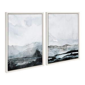 Kate and Laurel Sylvie Blue Layers Framed Canvas by Maja Mitrovic of Makes My Day Happy, 2 Piece 18x24, White - 1 of 4