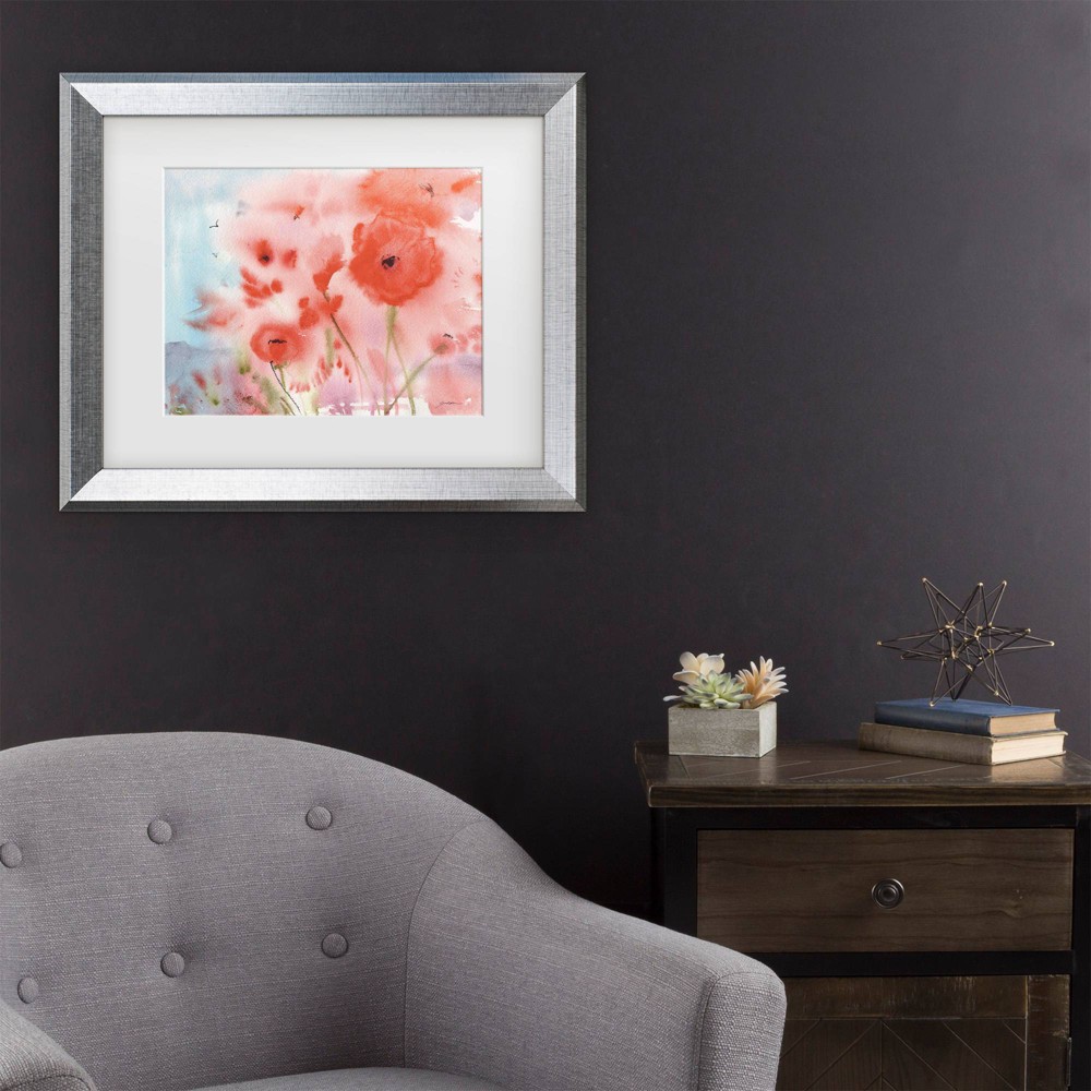 Photos - Other Decoration Trademark Fine Art 16"x20" Sheila Golden Poppy Field 3 Matted Framed Art Silver