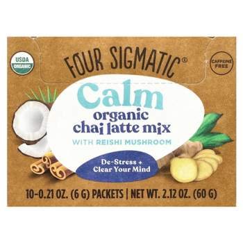 Four Sigmatic Calm, Organic Chai Latte Mix with Reishi Mushroom, Caffeine Free, 10 Packets, 0.21 oz (6 g) Each