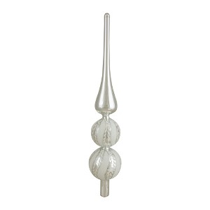 Northlight 14.75" Silver and White Glitter Glass Finial Christmas Tree Topper - 1 of 3