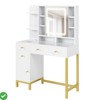 White Vanity Desk Table with Lighted Mirror &Power Outlet 3 Lighting Modes Brightness Adjustable - 2 of 4