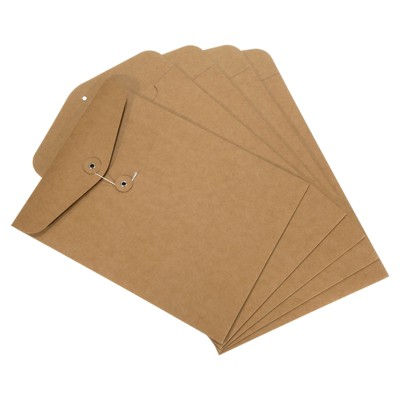 Unique Bargains String File Folders Document Letter Organizer Filing  Envelopes Jacket for Office 5 Pcs Beige
