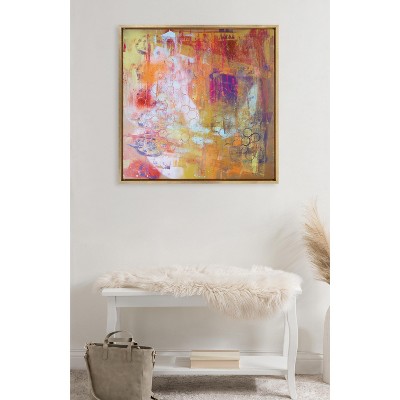 Bright Gold Abstract Canvas Print with Polystyrene Frame, 30x30