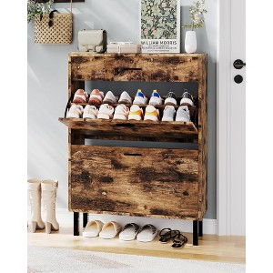 GustoWave Shoe Storage Cabinet for Entryway, Free Standing Shoe Organizer with 2 Flip Drawers, Hidden Shoe Rack Storage Organizer - 1 of 4