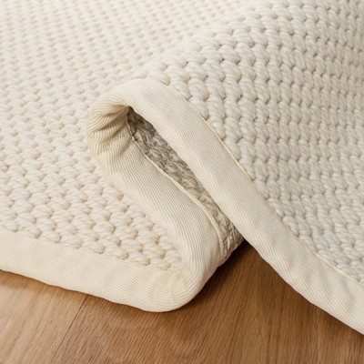 Ivory Hand-Knotted Wool Rectangular Area Rug, 5' x 8'