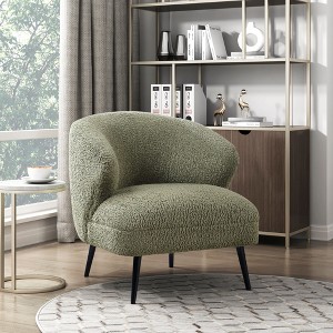 Boucle Upholstery Luxury Accent Chair with High-Density Foam, Attached Cushions - 1 of 4