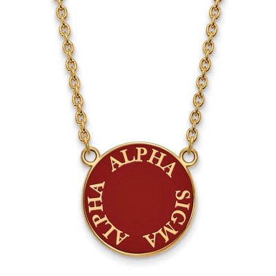 Black Bow Jewelry 14k Yellow Gold Plated Sterling Silver Alpha Sigma Alpha Greek Life Necklace 18 Inch