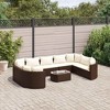vidaXL Patio Sofa Set with Cushions Garden Furniture 10 Piece Poly Rattan - Brown and Cream - 2 of 4