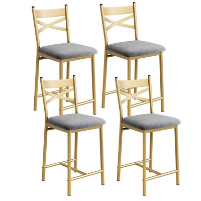 Bar Stools Set of 2, Counter Height Bar Stools with PU Upholstered Seat