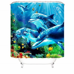 Cute Dolphin Shower Curtains for Bathroom Waterproof Fabric Bath Curtain Durable Soft Stylish Bathroom Decor 72x72 Inch - 1 of 1