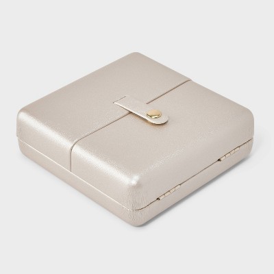 Square Double Sided Travel Jewelry Organizer - A New Day™ Cream: Compact Plastic Storage Box, 18+ Years, 4.72" Dimensions