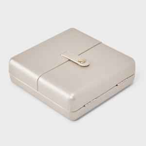 Square Double Sided Travel Jewelry Organizer - A New Day™ Cream: Compact Plastic Storage Box, 18+ Years, 4.72" Dimensions - 1 of 2