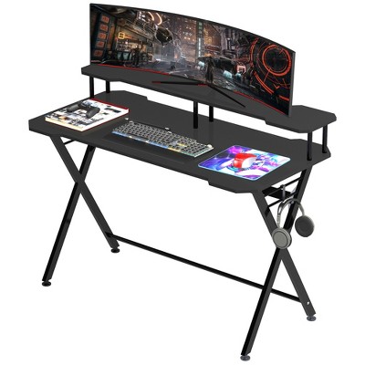 Lavish Home Gaming Computer Desk With Cup Holder, Headphone Hanger, Cable  Management, Black : Target