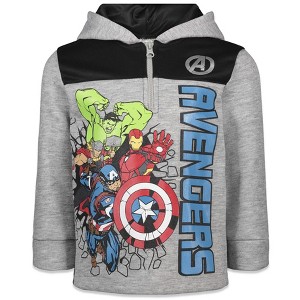Marvel Spider-Man Captain America Hulk Black Panther Miles Morales Venom Iron Man Half Zip Hoodie Toddler to Little Kid - 1 of 4