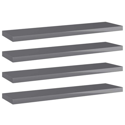 vidaXL 4 pcs Bookshelf Boards in High Gloss Gray, Durable Engineered Wood, Easy-to-Clean