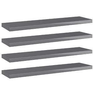 vidaXL 4 pcs Bookshelf Boards in High Gloss Gray, Durable Engineered Wood, Easy-to-Clean - 1 of 4