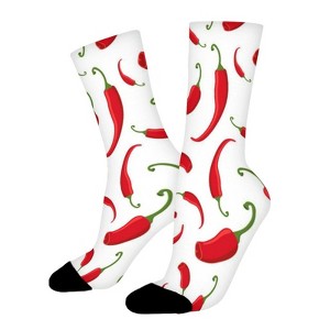 Red Chili Pepper Women Printed Crew Socks Funny Funky Socks Soft Polyester Novelty Gifts for Artists Men - 1 of 1