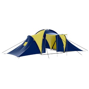 vidaXL Camping Tent Fabric 9 Persons Blue and Yellow - 1 of 4