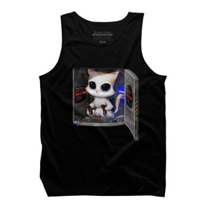 Men's Design By Humans Cat Piloted Cyborg By andremullerdko Tank Top - 1 of 2
