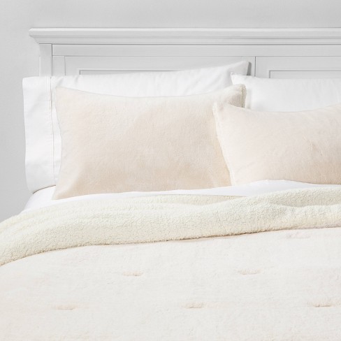Twin Twin Extra Long Aspen Faux Fur Comforter Sham Set Cream