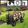 Heavy-Duty Steel Garden Cart – 500 Lbs Capacity Utility Wagon with Removable Liner, 8" Pneumatic Wheels & Convertible Flatbed Design, Green - 2 of 4
