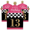 Big Dot of Happiness Chic 13th Birthday - Pink, Black and Gold - Treat Box Party Favors - Birthday Party Goodie Gable Boxes - Set of 12 - 2 of 4