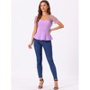 INSPIRE CHIC Women's Square Neck Mesh Sheer Short Sleeve Peplum Tops - 3 of 4