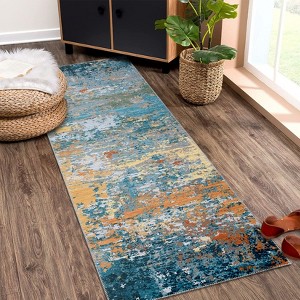Washable Modern Abstract Rug Non Slip Low Pile Rug Soft Throw Floor Cover Foldable Indoor Carpet for Living Room Bedroom Playroom Nursery - 1 of 4