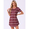 cheibear Women's Round Neck Curve Hem Short Sleeve Sleepshirt Nightgown - 2 of 4
