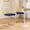 AZL1 Life Concept Dining Sets 2 Pcs 24 inch Armless Bar Stools, Upholstered Velvet Barstools, Rattan Back for Kitchen, Blue, 18.9"*17.7"*37.4" - 2 of 4