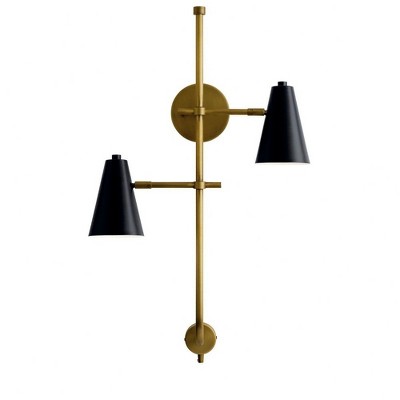 Sylvia Black and Brass 2-Light Wall Sconce