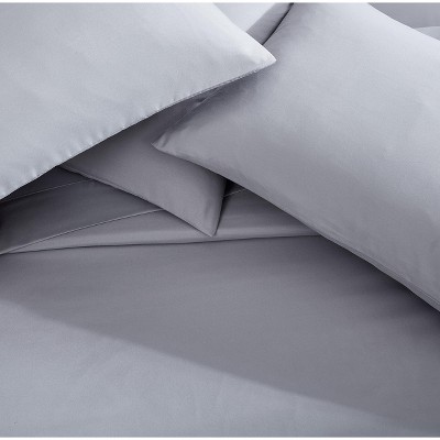 Gray Queen Organic Solid Microfiber Bedding Set