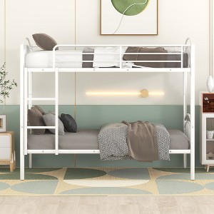 NicBex Twin over Twin Bunk Bed Convertible Metal Bed Frame with Full Length Guardrail and Ladder for Bedroom, Dorm, No Box Spring Required - 1 of 4