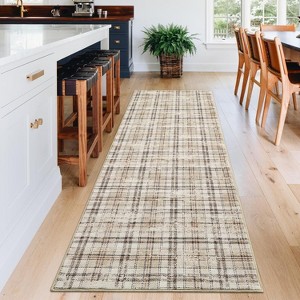 Plaid Rug Area Rug for Bedroom Living Room Modern Classroom Area Rug Neutral Soft Rugs for Nursery Stain Resistant Dining Room Rugs - 1 of 4