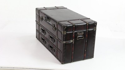 Vintage Brown Wood Trunk Coffee Table with Storage