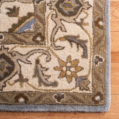 Light Blue and Beige Hand-Tufted Wool Area Rug