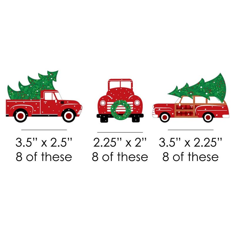 Big Dot of Happiness Merry Little Christmas Tree - Shaped Red Truck and Car Christmas Party Cut-Outs - 24 Count, 2 of 6